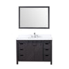 48&quot; Brown Single Vanity, White Quartz Top, Square Sink, 44&quot; Mirror