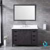 48&quot; Brown Single Vanity, White Quartz Top, Square Sink, 44&quot; Mirror