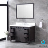 48&quot; Brown Single Vanity, White Quartz Top, Square Sink, 44&quot; Mirror