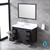 48&quot; Brown Single Vanity, White Quartz Top, Square Sink, 44&quot; Mirror