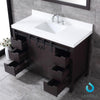 48&quot; Brown Single Vanity, White Quartz Top, Square Sink, 44&quot; Mirror