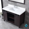 48&quot; Brown Single Vanity, White Quartz Top, Square Sink, 44&quot; Mirror