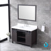 48&quot; Brown Single Vanity, White Quartz Top, Square Sink, 44&quot; Mirror