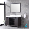 48&quot; Brown Single Vanity, White Quartz Top, Square Sink, 44&quot; Mirror