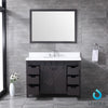 48&quot; Brown Single Vanity, White Quartz Top, Square Sink, 44&quot; Mirror