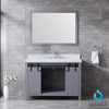 48&quot; Dark Grey Single Vanity, White Carrara Marble Top, Square Sink, 44&quot; Mirror