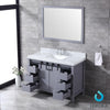 48&quot; Dark Grey Single Vanity, White Carrara Marble Top, Square Sink, 44&quot; Mirror