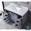 48&quot; Dark Grey Single Vanity, White Carrara Marble Top, Square Sink, 44&quot; Mirror