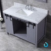 48&quot; Dark Grey Single Vanity, White Carrara Marble Top, Square Sink, 44&quot; Mirror