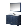 48&quot; Navy Blue Single Vanity, White Carrara Marble Top, White Square Sink and 46&quot; Mirror