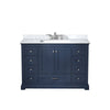 48&quot; Navy Blue Single Vanity, White Carrara Marble Top, White Square Sink and no Mirror